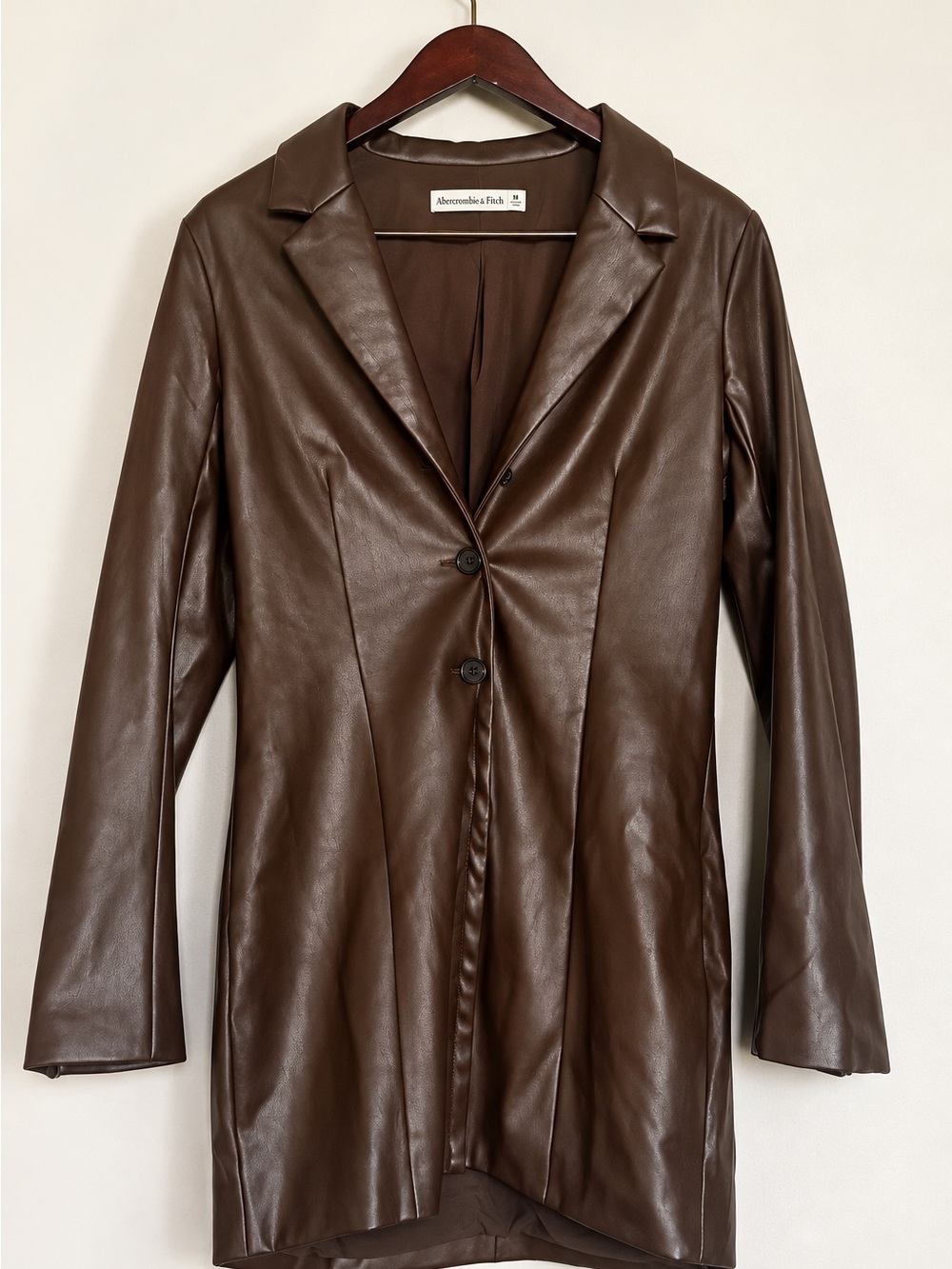 Abercrombie & Fitch Vegan Leather Blazer Mini Dress Brown M